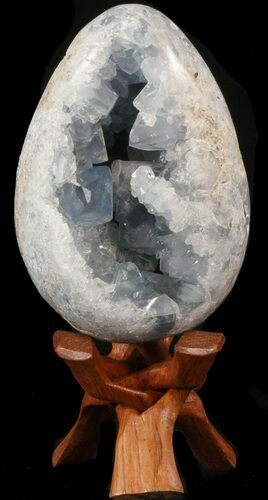 Crystal Filled Celestine (Celestite) Egg - Blue Crystal Geode #41718